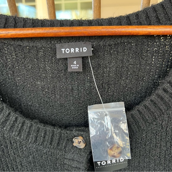 Torrid Vegan Cashmere Crew Cardigan Black Button Up Sweater Sz 4X NWT - Picture 6 of 13